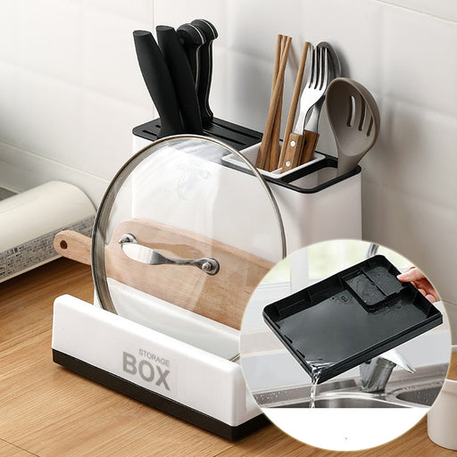 Kitchen Storage Rack – Tableware & Knife Holder Plastic Organizer