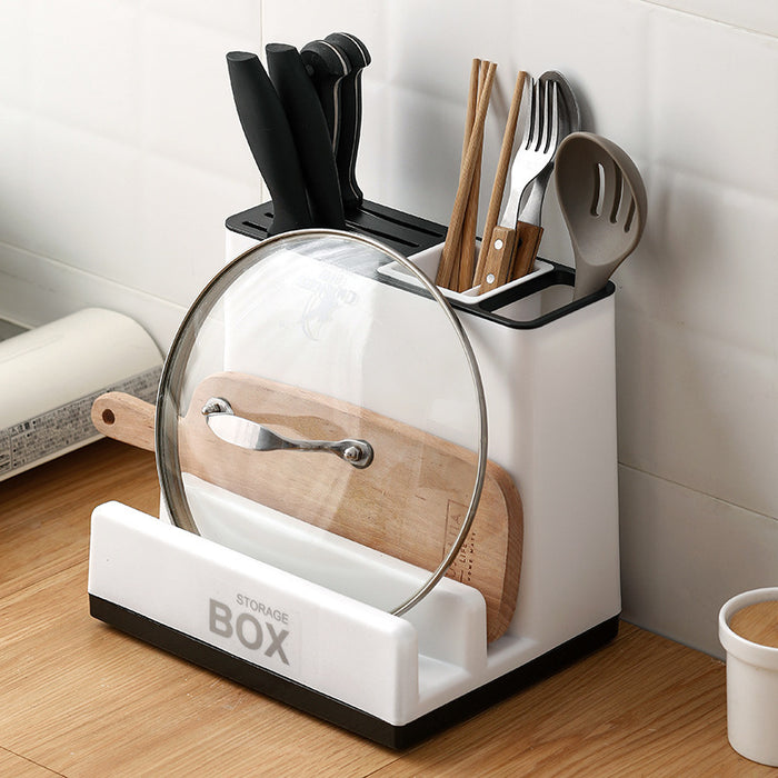 Kitchen Storage Rack – Tableware & Knife Holder Plastic Organizer