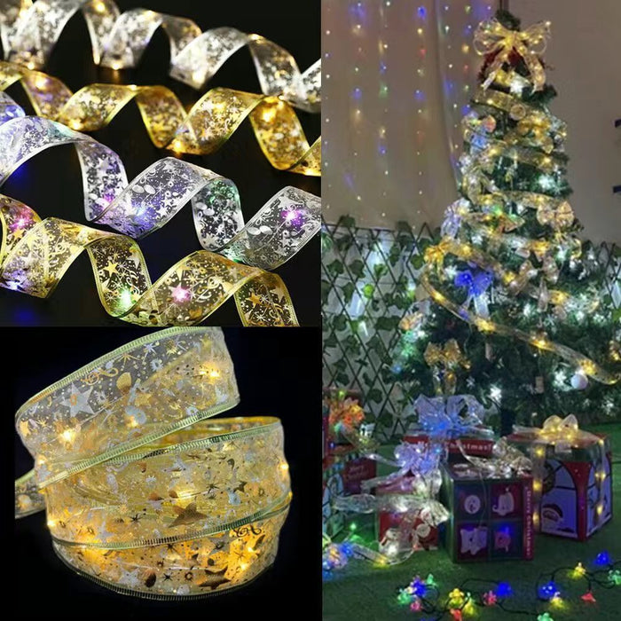 Christmas tree decoration ribbon lights