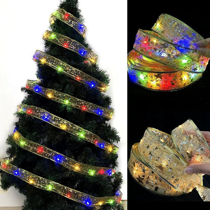Christmas tree decoration ribbon lights