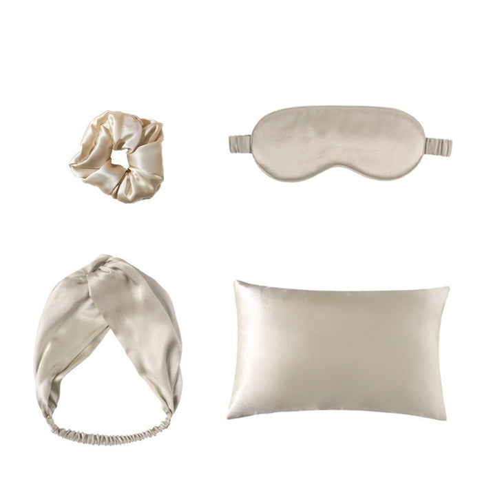 Silk Sleep Set – Eye Mask, Pillowcase & Hair Tie 4-Piece